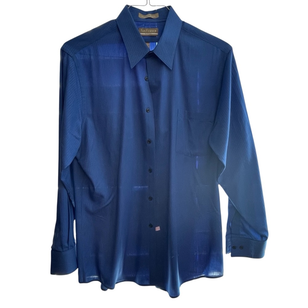 Van Heusen Fitted Men's Deep Blue Dress Shirt - Picture 1 of 4